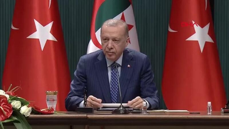 Cumhurbaşkanı Erdoğan, Cezayir Cumhurbaşkanı Abdülmecid Tebbun ile ortak açıklama yaptı