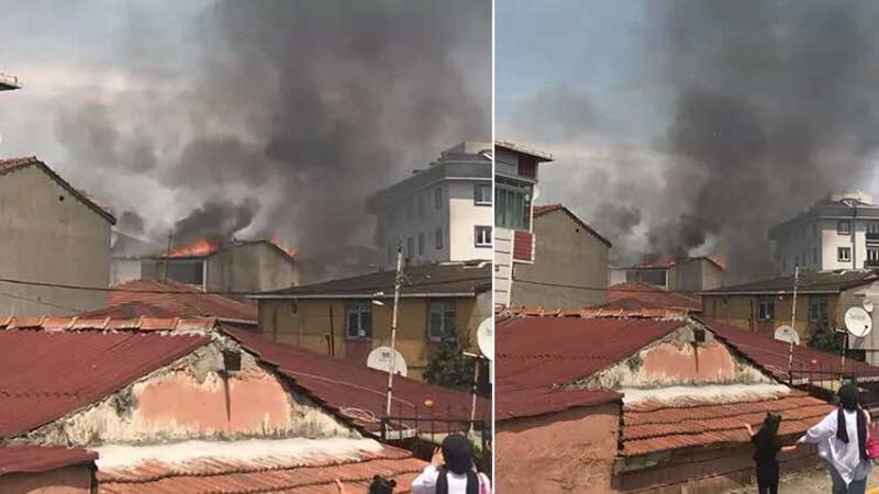 Sultanbeyli'de binanın çatısında tadilat sırasında yangın