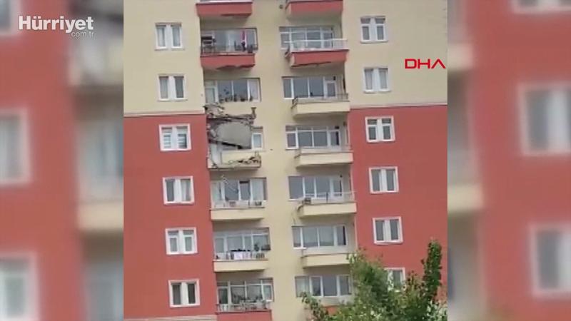 Beylikdüzü'nde 10 katlı apartmanın 2 balkonu çöktü