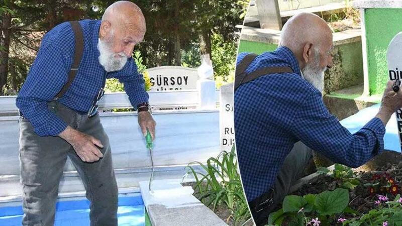 Tekirdağ'da torunu trafik kazasında öldü, her gün sahipsiz mezarların bakımını yapıyor