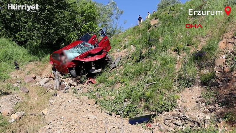 Erzurum'da otomobil şarampole devrildi! 2 kişi hayatını kaybetti, yaralılar var