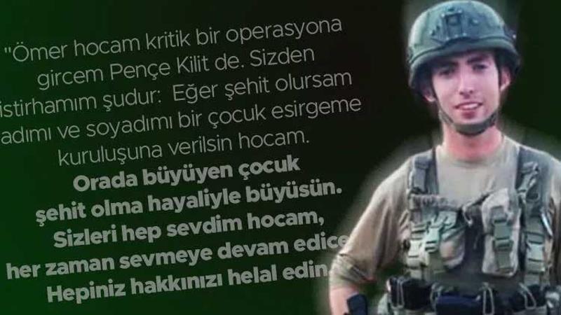 Şehit Enes Özgül'ün vasiyeti yerine getirildi