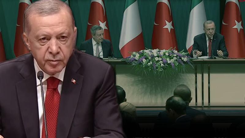 Cumhurbaşkanı Erdoğan, İtalya Başbakanı Mario Draghi ile ortak basın toplantısına katıldı