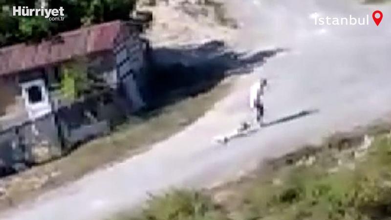 Boynuna ip bağladığı köpeği sürükledi
