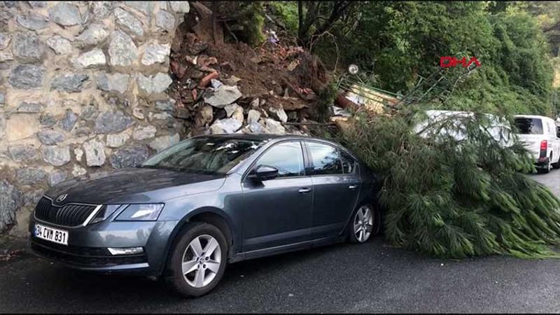 Sarıyer'de istinat duvarı çöktü