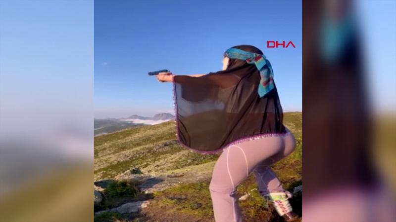 Aleyna Tilki yaylada silahla ateş edip 'bang bang' paylaşımı yaptı