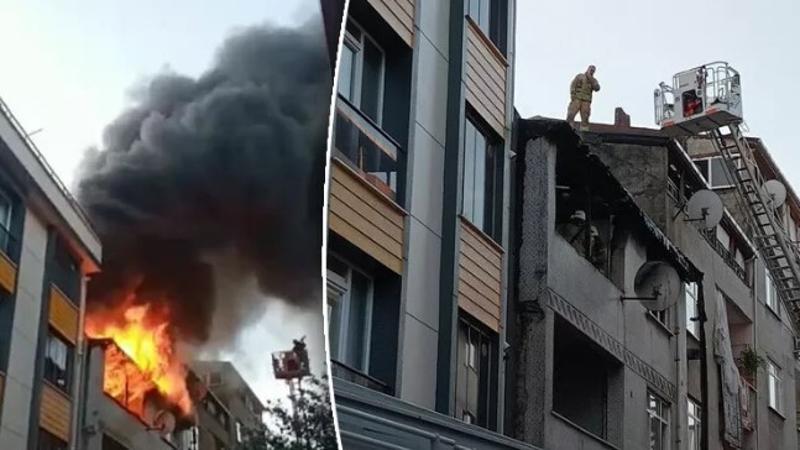 Sultangazi'de metruk bina alev alev yandı