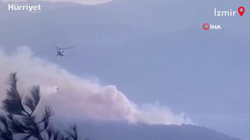 İzmir’in Buca ilçesinde ormanlık alanda yangın çıktı.