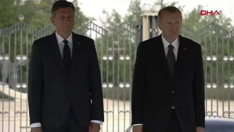Cumhurbaşkanı Erdoğan, Slovenya Cumhurbaşkanı Pahor'u resmi törenle karşıladı