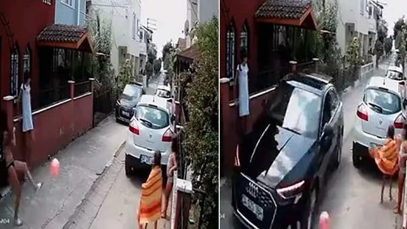 Dar sokakta otomobiliyle hız yaptı; çocuklar ölümden döndü