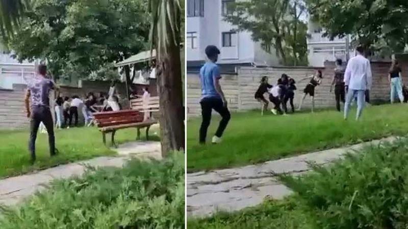 Meydan dayağına dönen kız kavgası kamerada