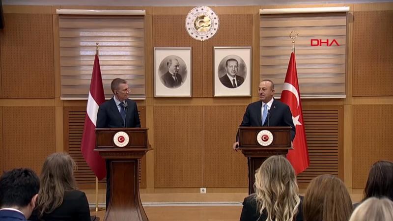 Dışişleri Bakanı Çavuşoğlu, Letonya Dışişleri Bakanı Edgars Rinkevics ile basın toplantısına katıldı