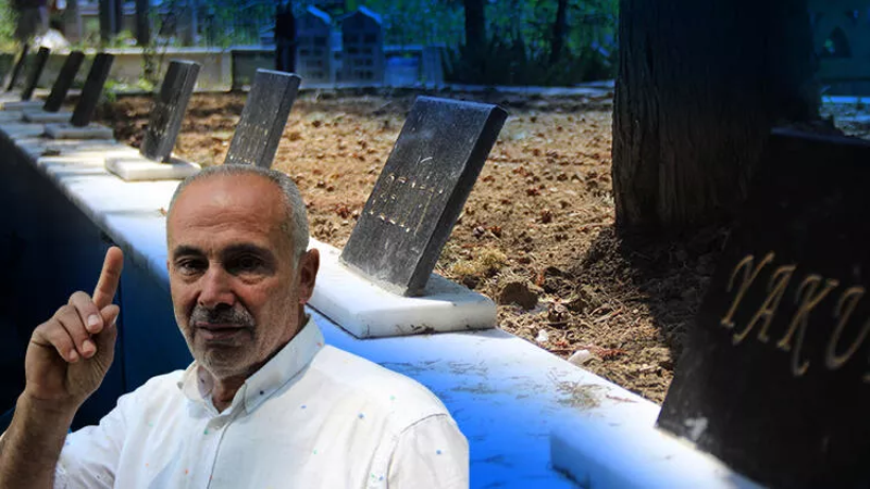 Mezarlıkta kahreden kare...Aynı aileden 8 mezar yan yana