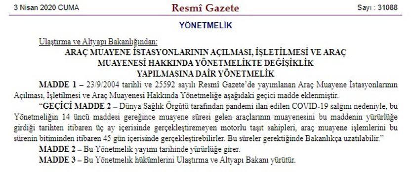 Arabası olan herkesi ilgilendiriyor! Muayene süreleri 3 ay ertelendi