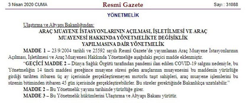 Arabası olan herkesi ilgilendiriyor Muayene süreleri 3 ay ertelendi