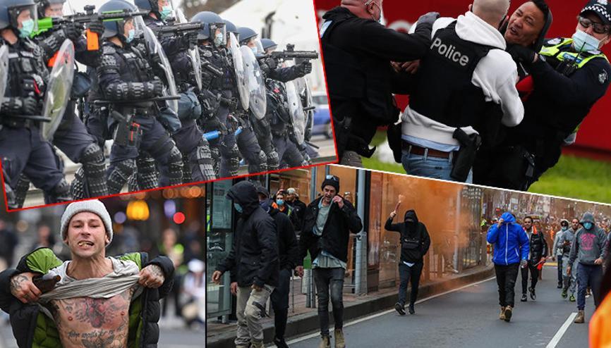 Avustralya’da sokaklar karıştı Koronavirüs aşısı eyleminden akılalmaz görüntüler