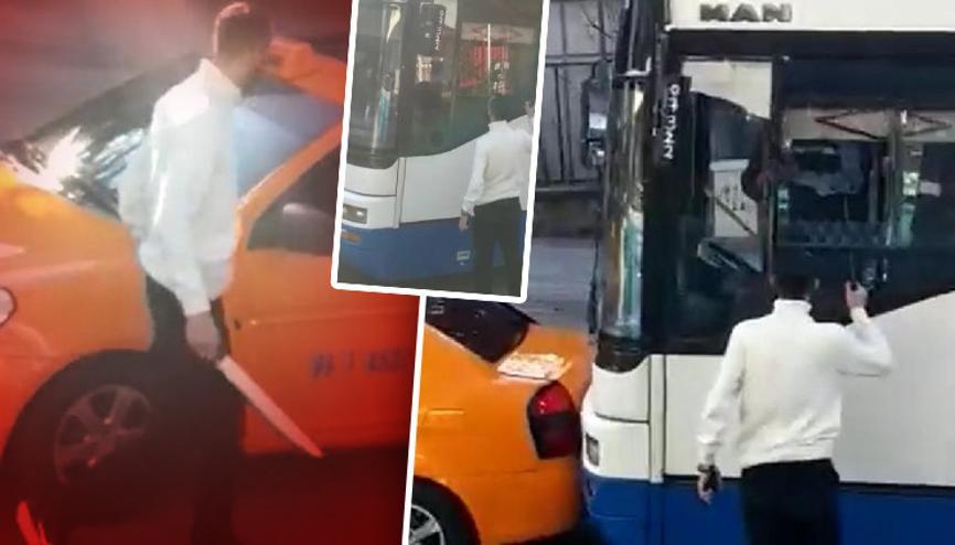 Taksici dehşeti Otobüs şoförüne el bombası tehdidi... Harekete geçildi Taksici dehşeti Otobüs şoförüne el bombası tehdidi... Harekete geçildi