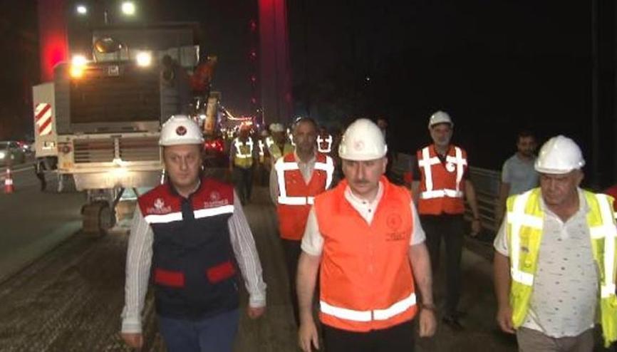 Bakan Karaismailoğlu, FSM Köprüsündeki bakım çalışmasını inceledi Bakan Karaismailoğlu, FSM Köprüsündeki bakım çalışmasını inceledi